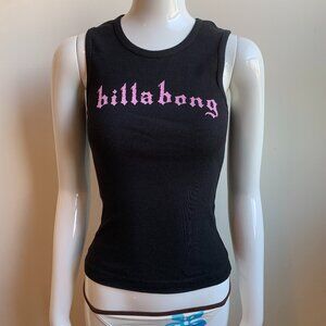 BLUE CRUSH era Vintage tank top RARE Billabong black & pink ribbed cotton